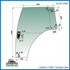 Landini 5H-100 Sol Kapı Camı