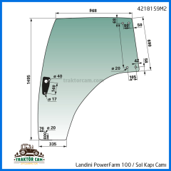 Landini PowerFarm 100 Sol Kapı Camı