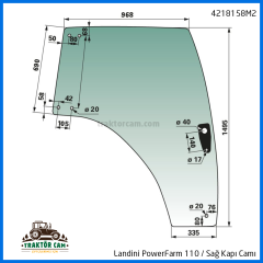 Landini PowerFarm 110 Sağ Kapı Camı